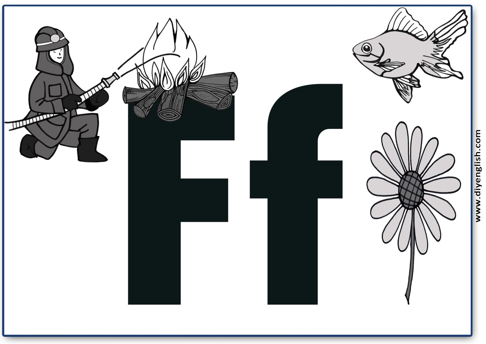 Letter F flashcard